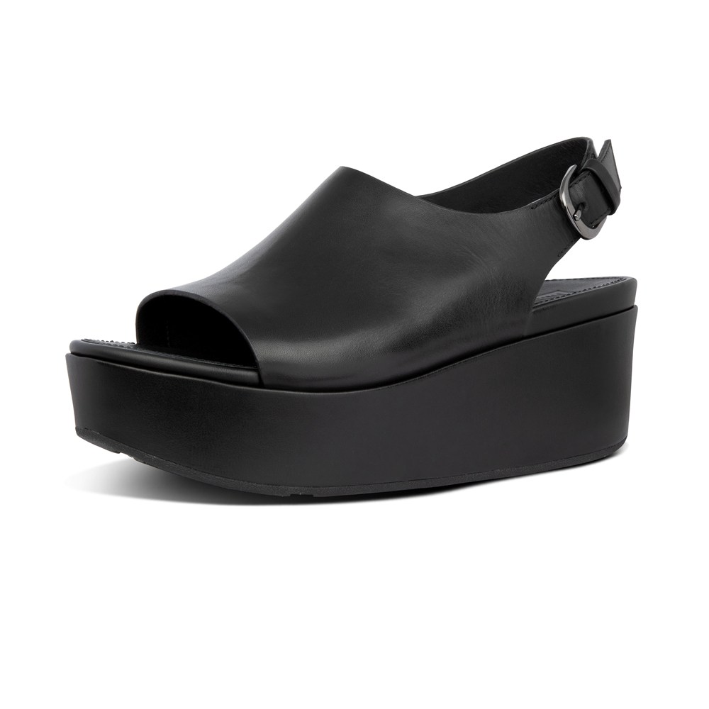 Fitflop Womens Wedge Black - Eloise Leather Back-strap - MO0715364